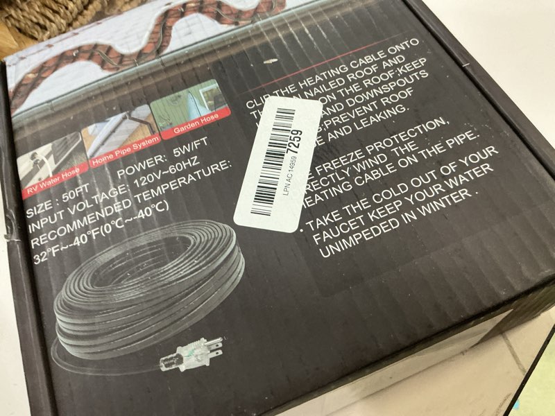 Condition photo showing Good Condition for 50FT Heating Cable for Metal and Plastic Home Pipes, Energy-efficient, Pipe Heat Tape for Water Pipes, Pipe Freeze Protection, Keeps Water Flowing at -40?, 120V (50FT)