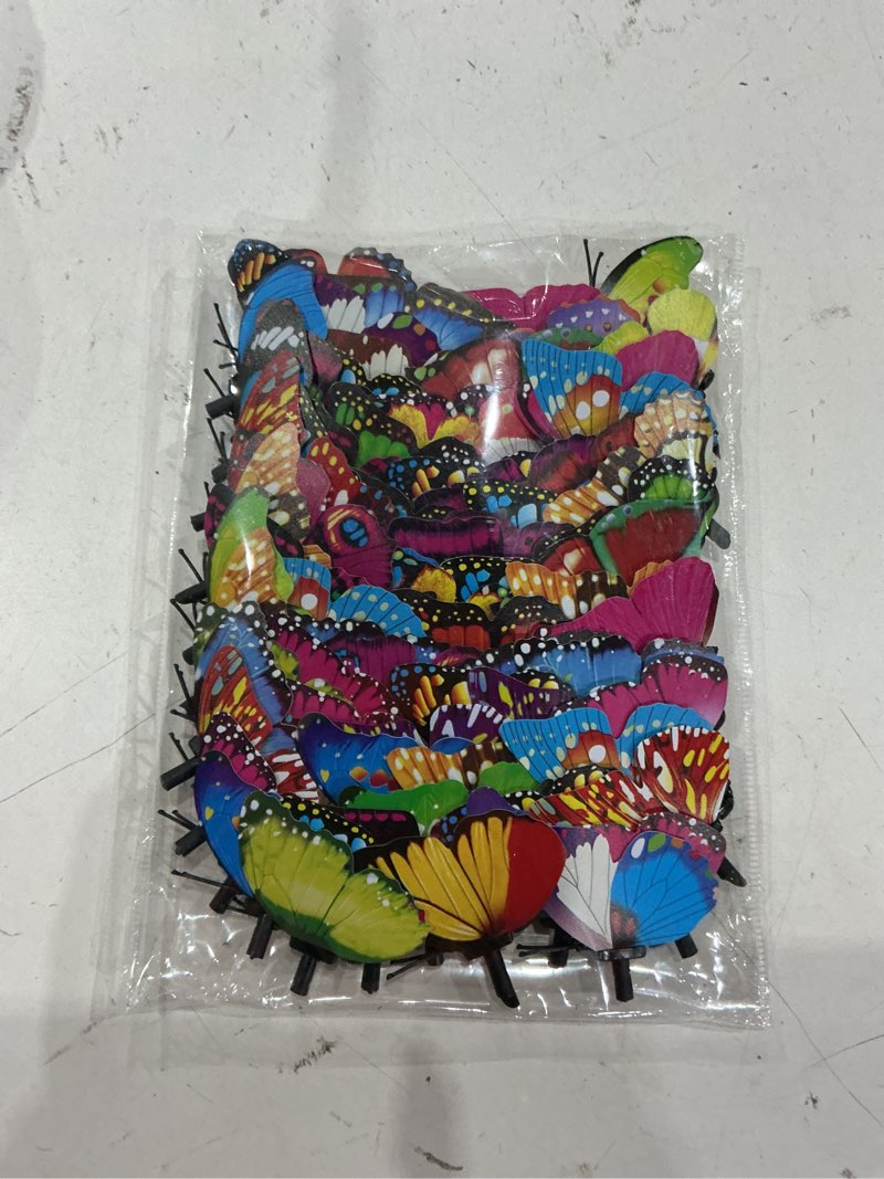 Condition photo showing Good Condition for augshy butterfly decorations, 75 pcs butterfly stakes pvc waterproof decorative colorfuli garden stakes for indoor/outdoor christmas yard decor multicolor