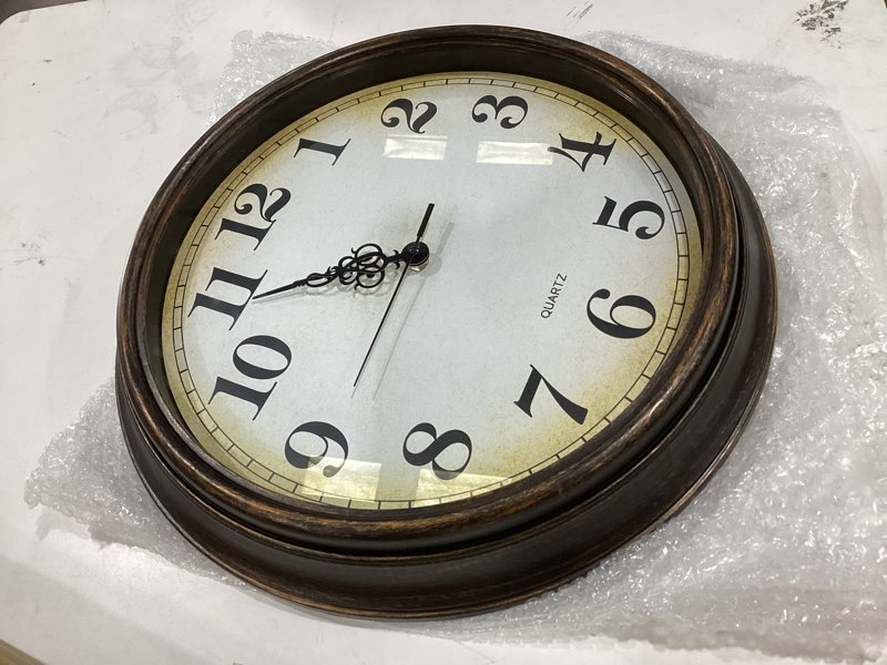 Condition photo showing New/Like New for yoiolclc large wall clock 16 inch silent non-ticking vintage wall clocks battery operated for living room office school (bronze) 16'' bronze