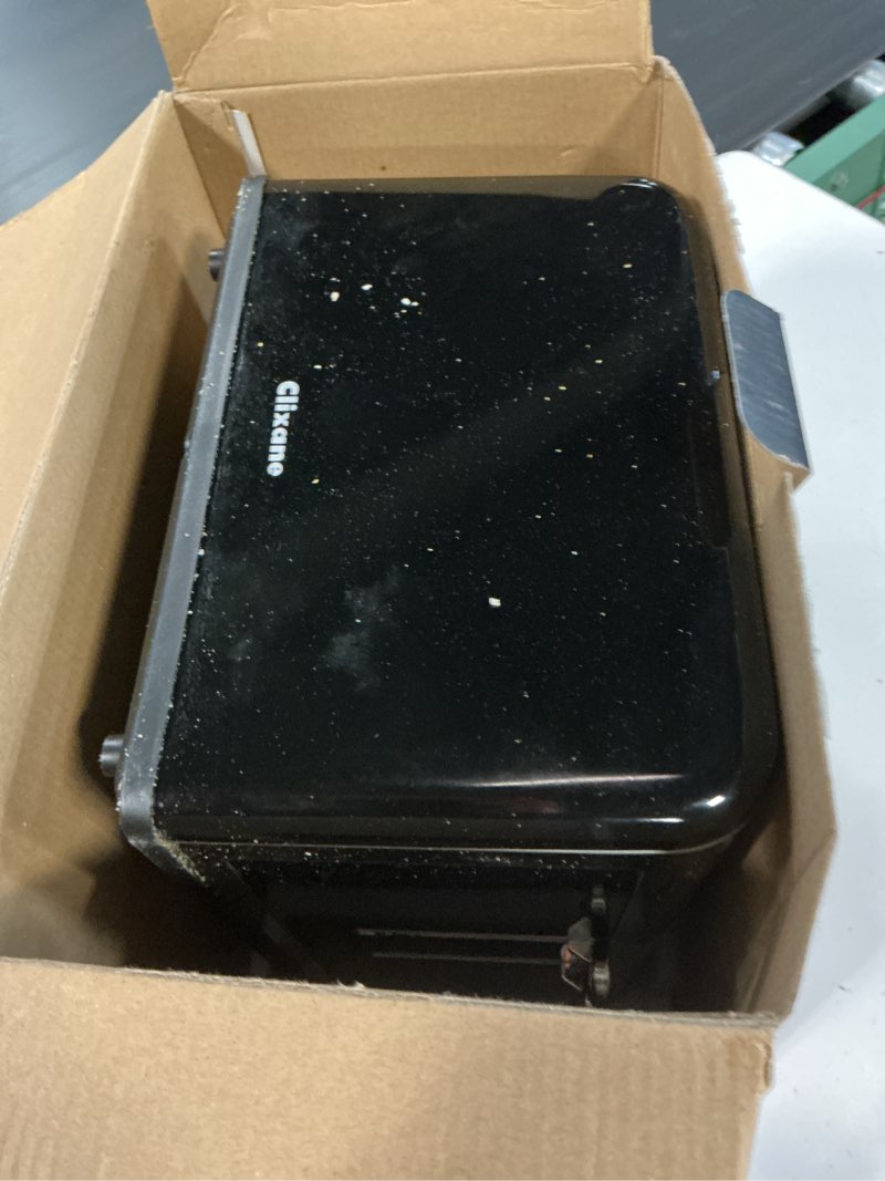 Condition photo showing As Is for 4 slice toaster touch screen, stainless steel toasters digital timer, dual control panel toasters, 8 shade settings 6 bread types for bagel, cancel, defrost 1650w black