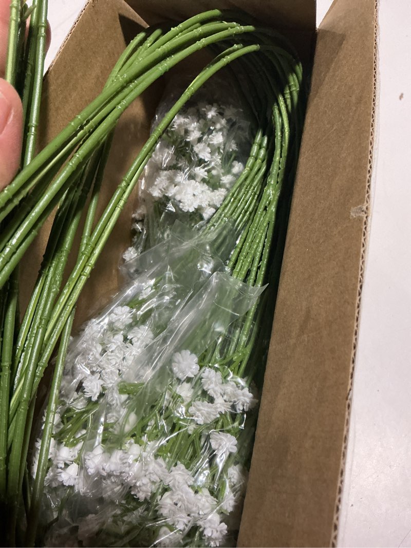 Condition photo showing Good Condition for yastouay babys breath artificial flowers, 30 pcs white baby breath flowers artificial bulk, real touch fake babys breath gypsophila for wedding party bouquet floral arrangement home decor white 30 pack