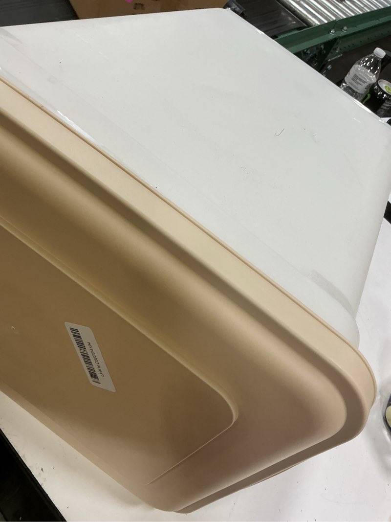 Condition photo showing Good Condition for iris usa airtight dog food storage container, weatherpro, up to 40 lbs, removable wheels, for dog cat bird and other pet food storage bin, keep fresh, translucent body, made in usa, pearl/almond 40 lbs pearl/almond