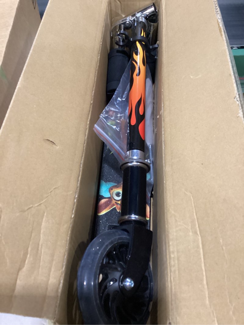 Condition photo showing As Is for Scooter Toys for Kids Ages 6-12/3-5, Christmas Birthday Gifts for Girls Boys, Easy Folding Kids Scooter with 3 Levels Adjustable Handlebar Rainbow Black