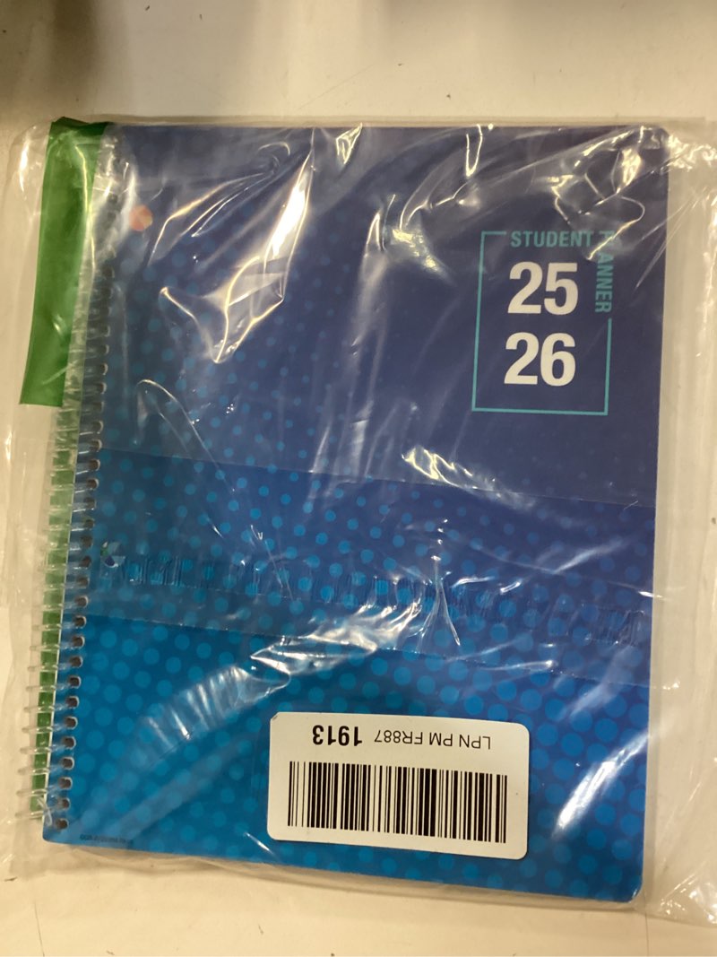 Condition photo showing New/Like New for Global Datebooks Dated Middle School or High School Student Planner for Academic Year 2025-2026 Includes Ruler/Bookmark and Planning Stickers (Matrix Style - 7"x9" - Halftone Blue) MEDIUM: 7" x 9" Halftone Blue