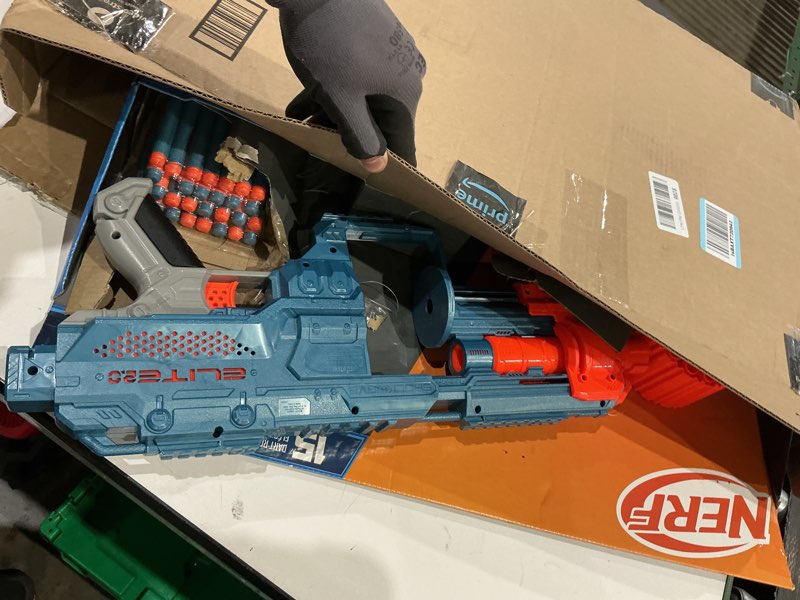 Condition photo showing As Is for nerf elite 2.0 shockwave rd-15 dart blaster, 30 nerf elite darts, 15-dart rotating drum, kids outdoor toys for 8 year old boys & girls and up (amazon exclusive) standard packaging