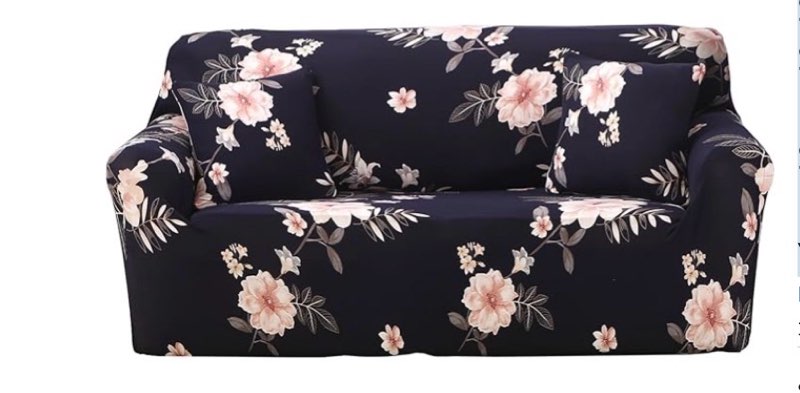 printed couch cover stretch sofa cover sofa protector for loveseat elastic sofa slipcover with 1 pillowcase (beautiful years blue, loveseat)