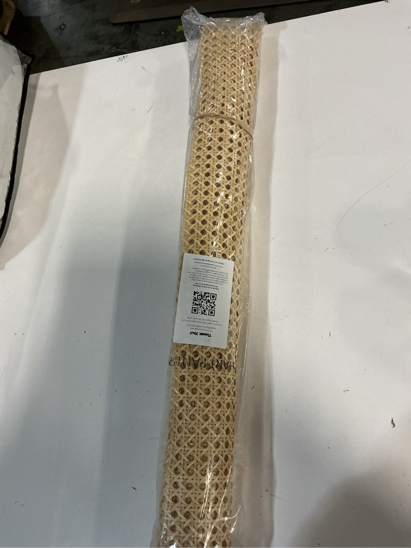 Condition photo showing New/Like New for Rattan Cane Webbing Roll 24" x 12” Natural Open Mesh Rattan Fabric for Furniture DIY | Cane Webbing Sheet | Natural Caning Material for Cabinet Door Panels, Chairs, Repairs 24 inches x 12 inches Natural Open Weave
