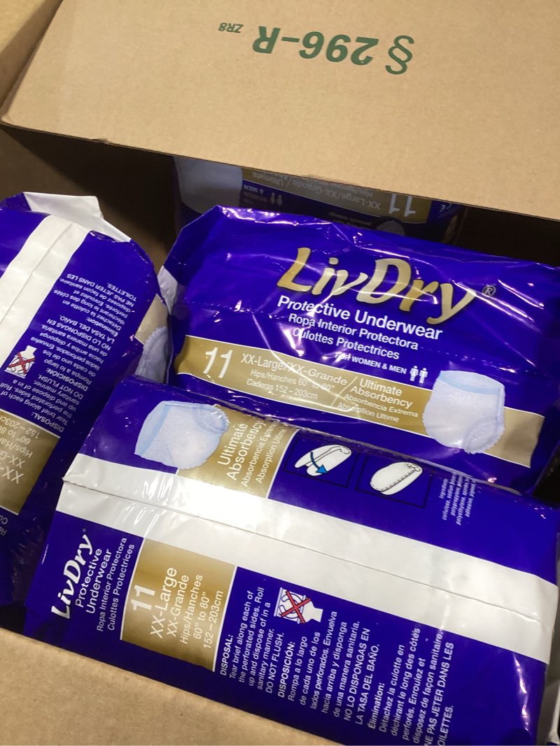 Condition photo showing Good Condition for LivDry Ultimate 2XL Adult Incontinence Underwear, Max Absorbant Diapers for Women and Men, XXL 60” -80" Waist, Leak Proof Cuff, XX-Large, 44 Pack XX-Large (44 Count)