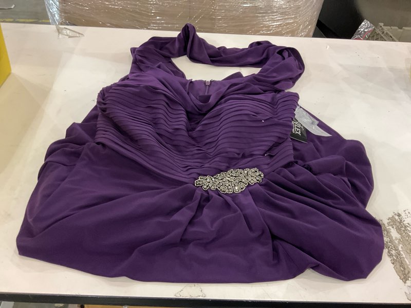Condition photo showing New/Like New for Alex Evenings Womens Long Cowl Neckline Mother of The Bride Dress, Formal Event Gown (Petite and Regular Sizes) 16 Petite Eggplant