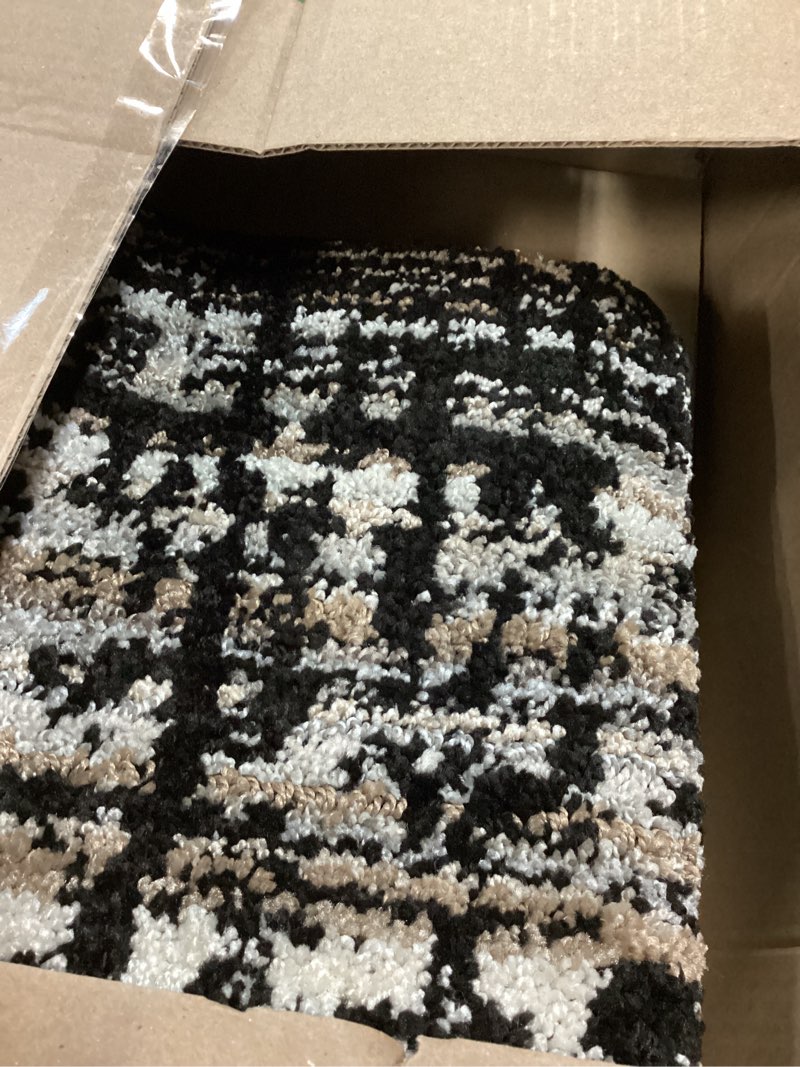 Condition photo showing New/Like New for garland rug rumba black/earth tones 3 ft. x 5 ft. modern abstract area rug – soft, anti-skid,carpet for living room, bedroom, dining room, farmhouse, nursery –non-shedding indoor floor rug