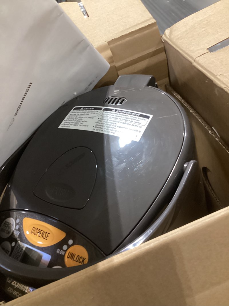 Condition photo showing As Is for Zojirushi Micom Water Boiler and Warmer (135 oz. / 4L, Silver)