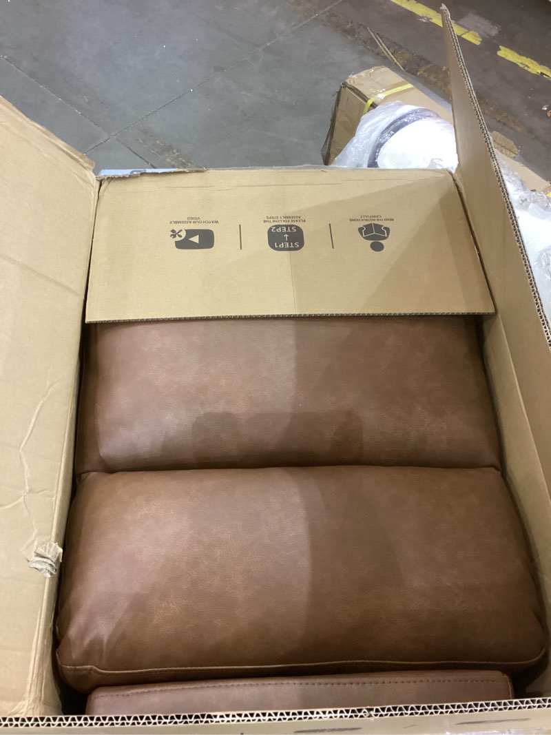 Condition photo showing As Is for 3-in-1 Swivel Rocking Recliner Chair, Oversized MALOL Glider with Ergonomic Back, PU Leather Recliner for Living Room and Nursery (Cocoa)