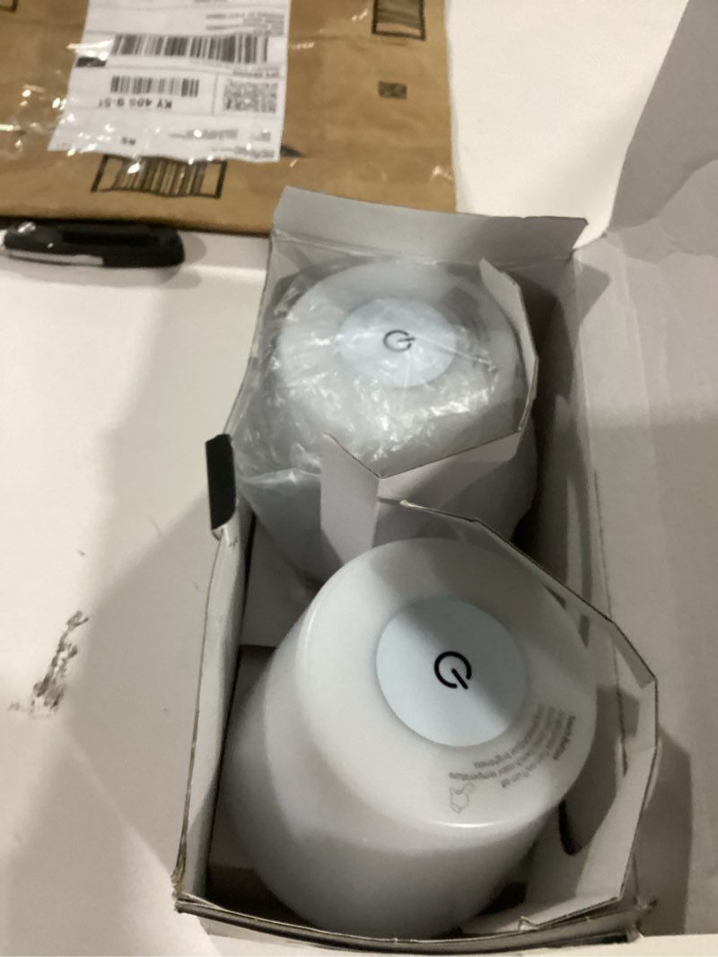 Condition photo showing New/Like New for EZVALO 2 Pack Cordless Table Lamp IP65 Waterproof, Rechargeable Shower Lamp with 4500mAh Battery Operated, 3 Color Temps Dimmable LED Night Light for Living Room, Bathroom, Kitchen, Patio & Camping Wood Grain 2 Pack