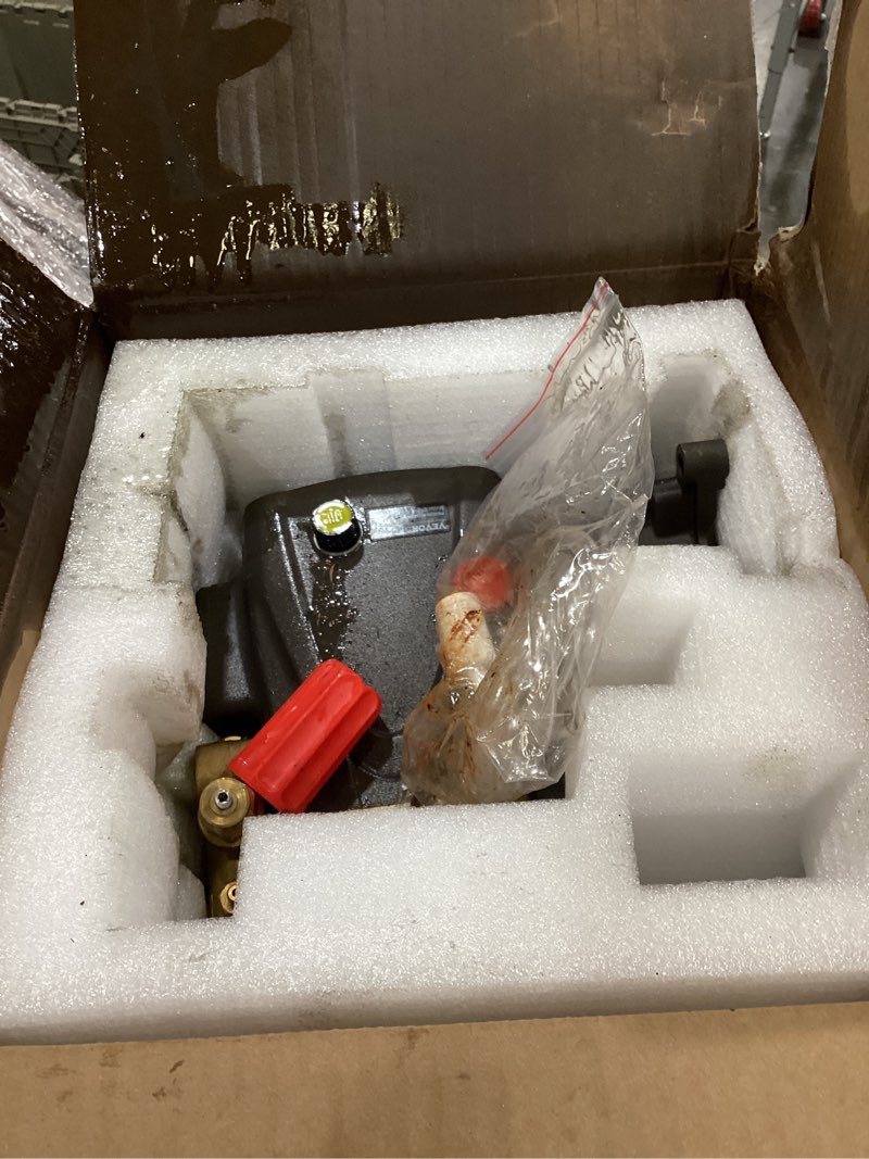Condition photo showing As Is for toolcy pressure washer pump max 4400 psi 4.2 gpm, 1" shaft horizontal gas power washer replacement, direct drive triplex plunger pump with pressure adjustment unloader, 5 nozzle tips