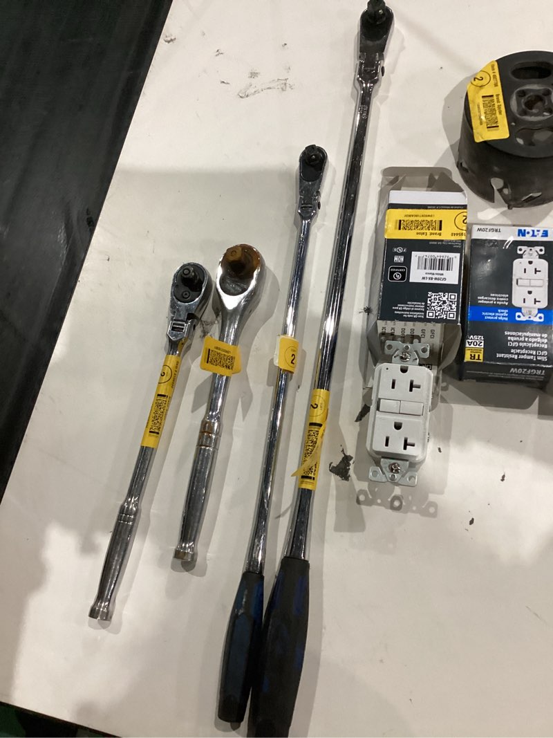 Condition photo showing As Is for assorted home improvement lot (small tools, screw, home accessories, etc.)