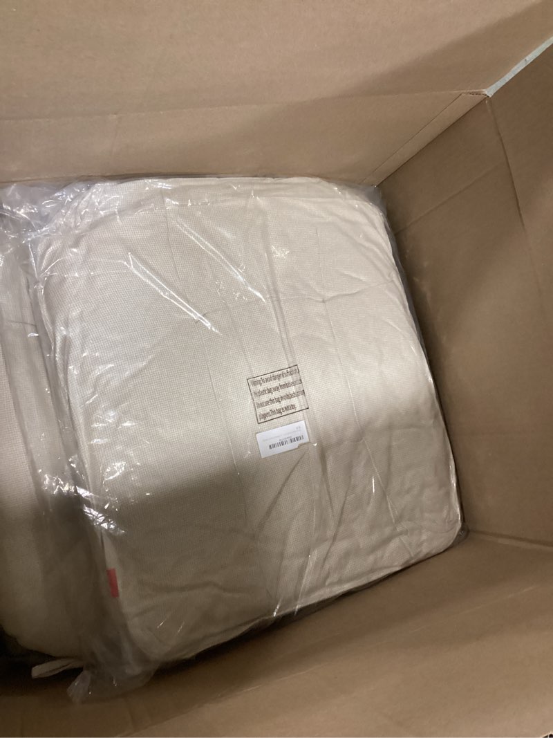 Condition photo showing Good Condition for Indoor/Outdoor Tufted Seat Cushions with Ties Set of 2, 19"x19" Chair Cushions for Dining Chairs, Waterproof Overstuffed Chair Pads for Garden Patio Kitchen Home-Cream Cream 2 Count (Pack of 1)