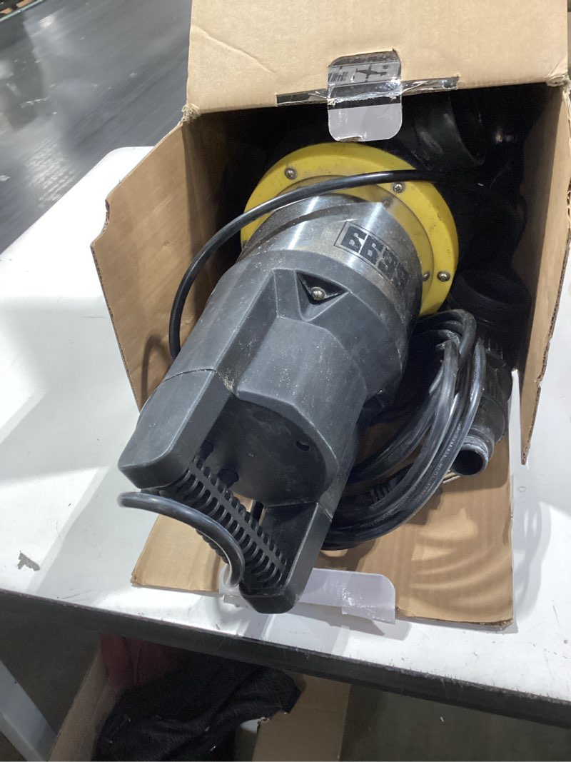 Condition photo showing As Is for sump pump submersible 7000gph stainless steel water pump for pool draining 1.5hp utility pump with adjustable float switch 16ft power cord for flooded house sump pit pond remove water