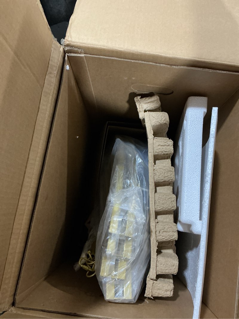 Condition photo showing Good Condition for 5-Light Gold Glass Chandelier for Dining Room, Modern Textured Glass Light Fixture Gold Chandeliers, Drum Round Chandelier for Kitchen Island Living Room Foyer Bedroom, E12