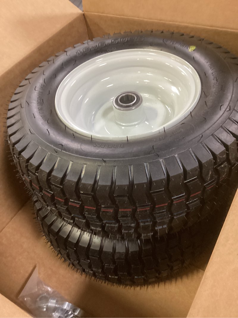 Condition photo showing Good Condition for gicool 16x6.50-8 tubeless tire and wheel, ?1" bearing, 4" centered hub?,16x6.5-8" lawn mower tires, universal fit riding mower and garden tractor front wheels, 4 ply, v-turf pattern, 2 pack 16x6.50-8 tubeless (4" centered hub,1" bore)