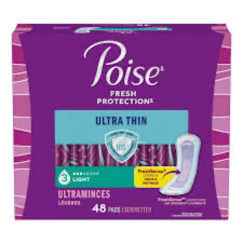 Poise Ultra Thin Incontinence Pads, 3 Drop Light Absorbency, Regular of 3 pack 