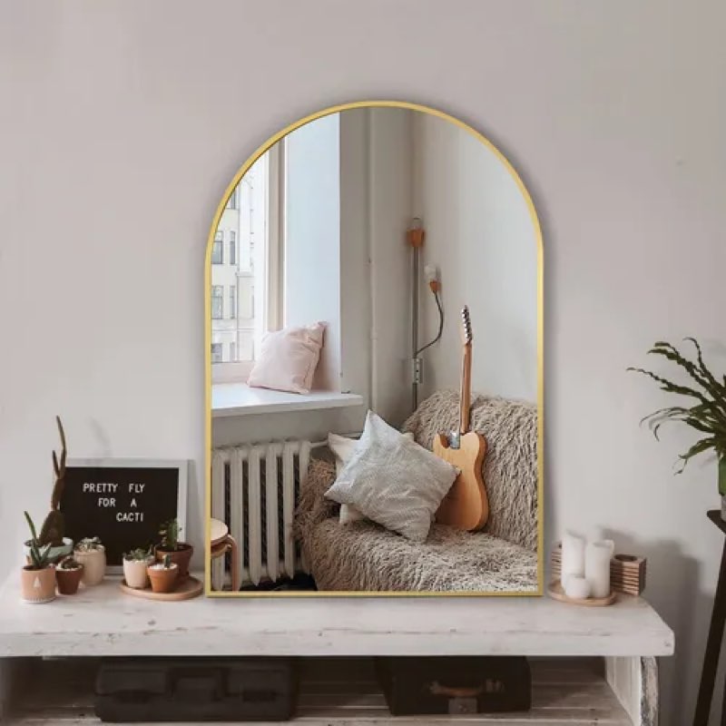 Wall Mirror Trahome Arched 24x36 Cm For Bathroom Gold