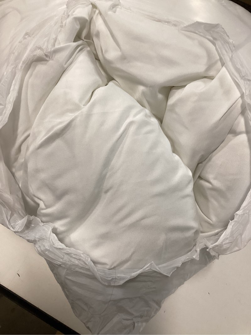 Condition photo showing As Is for JOLLYVOGUE Queen Comforter Set, Ultra-Soft Bed in a Bag Queen Size 7 Pieces, Oeko-TEX Certified Bedding Set with Down Alternative Comforter, Sheets, Pillowcases & Shams, White White QUEEN(88"*88")