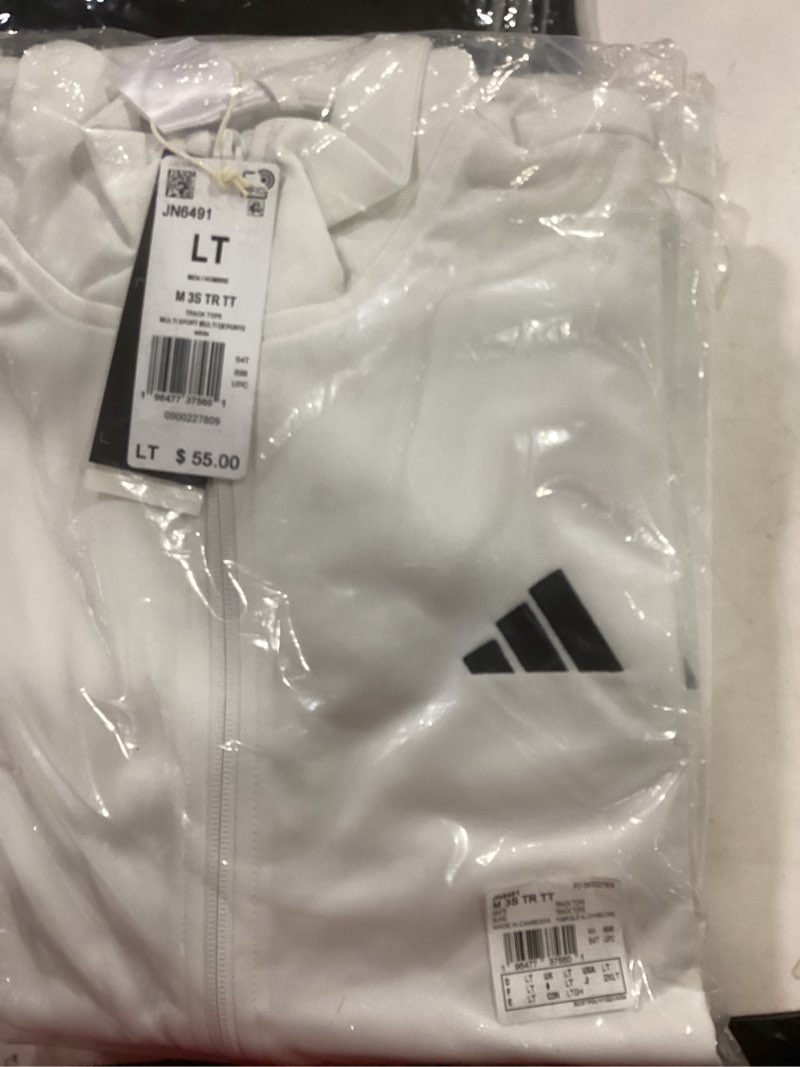 Condition photo showing New/Like New for adidas mens Essentials Warm-up 3-stripes Track Top Large Tall White