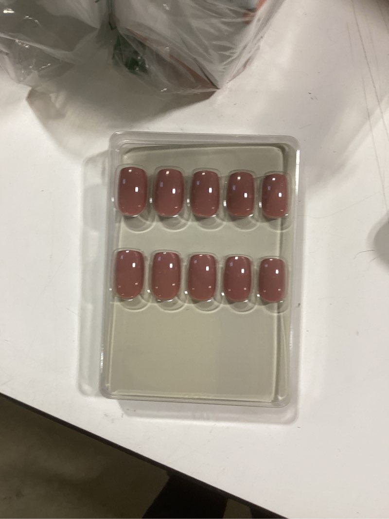 Glamnetic Press On Nails - Mauve On | Short Squoval Muted Purple Fake Nails, Salon Quality Nails | 15 Sizes - 30 Nail Kit with Glue 4B - Mauve On