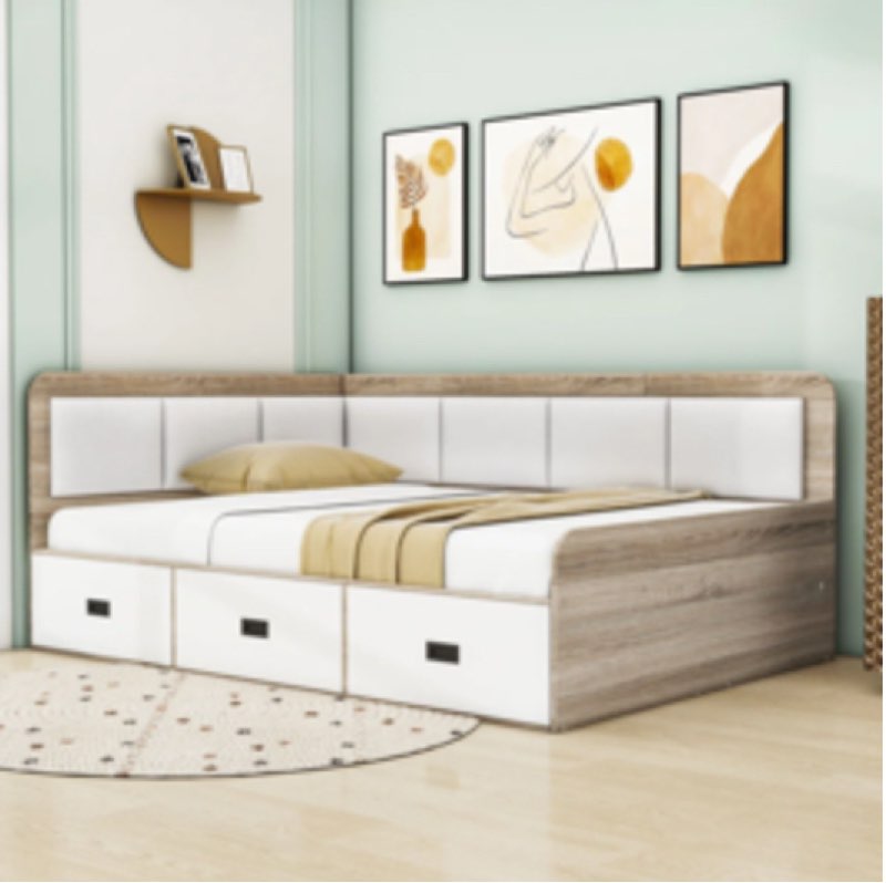 (Incomplete 1 box only) Three Drawers Daybed with Storage