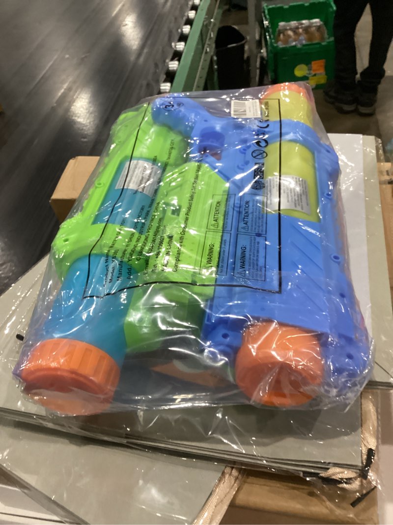 Condition photo showing New/Like New for COLOR MAY VARY Super Water Gun for Kids Adults: 2 Pack Squirt Blasters 1200cc Super Water Gun Soaker with Impressive Range - Ideal Toys for Kids Summer Outdoor Swimming Pool Beach Water Fighting Fun - Blue Green