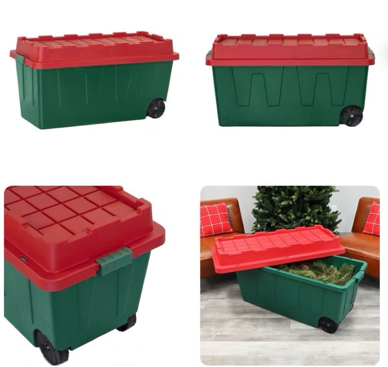 holiday living x-large 64 -gallons ( 256 -quarts ) green heavy duty rolling stackable tote with