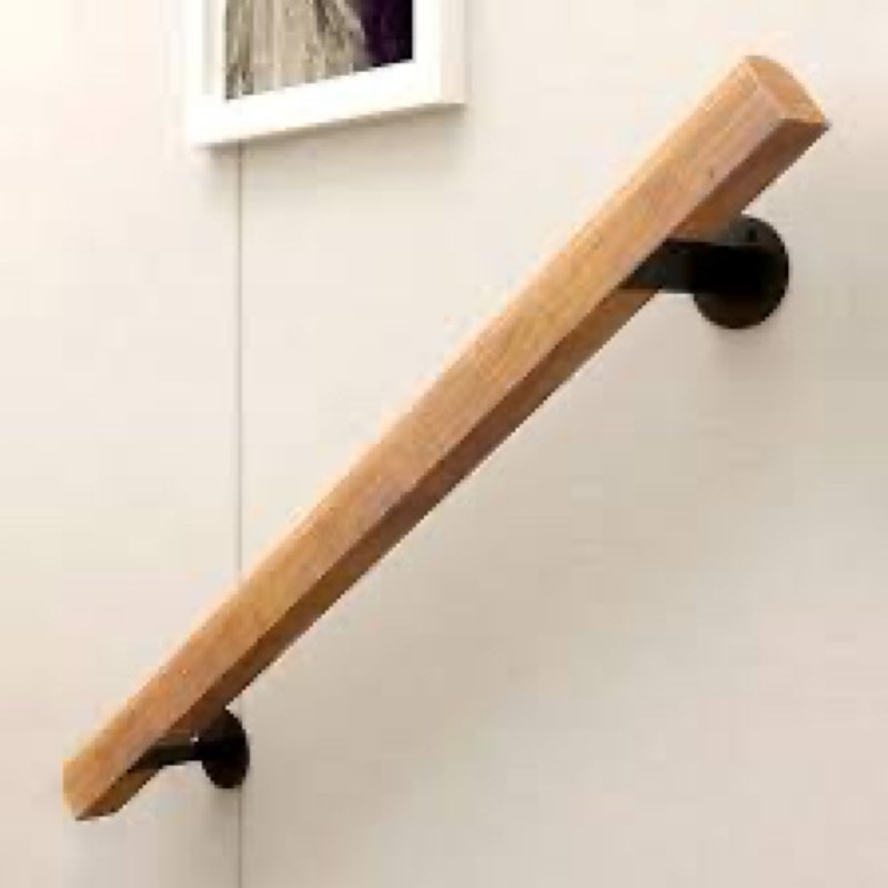 5FT Solid Wood Stair Handrail for Indoor Stairs, Outdoors Stair Railings, Sturdy Wall Mounted Non-Sl