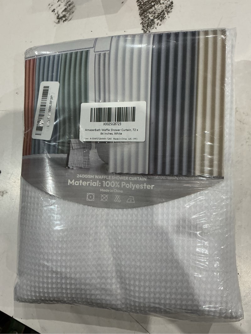Condition photo showing Good Condition for amazerbath extra long shower curtains 84 inches tall, waffle shower curtain white heavy duty, extra tall shower curtain fabric, hotel quality bathroom shower curtains, 72x84 inches white 72"w x 84"l (pack of 1)