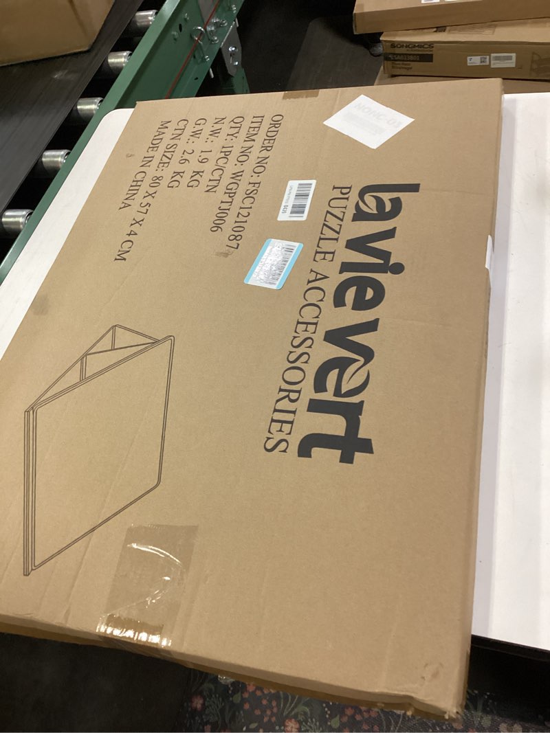 Condition photo showing New/Like New for lavievert 1000 pieces portable jigsaw puzzle board with 6 colored sorting trays, tilting puzzle board with 2-in-1 stand & cover, lightweight felt jigsaw table with angle adjustments