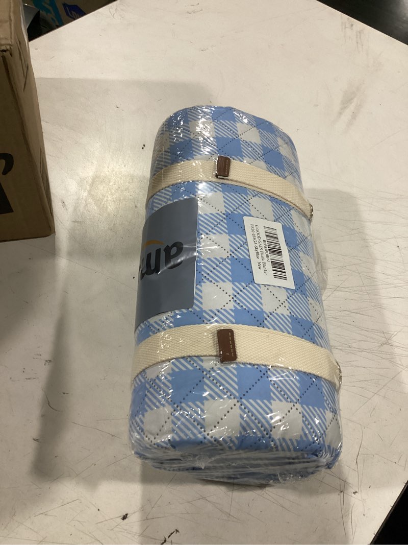 Condition photo showing Good Condition for g good gain picnic blankets outdoor extra large - 80"x80" portable waterproof picnic blanket, machine washable 3-layer foldable park mat with sandproof backing for grass, hiking, travel (sky blue) skyblue