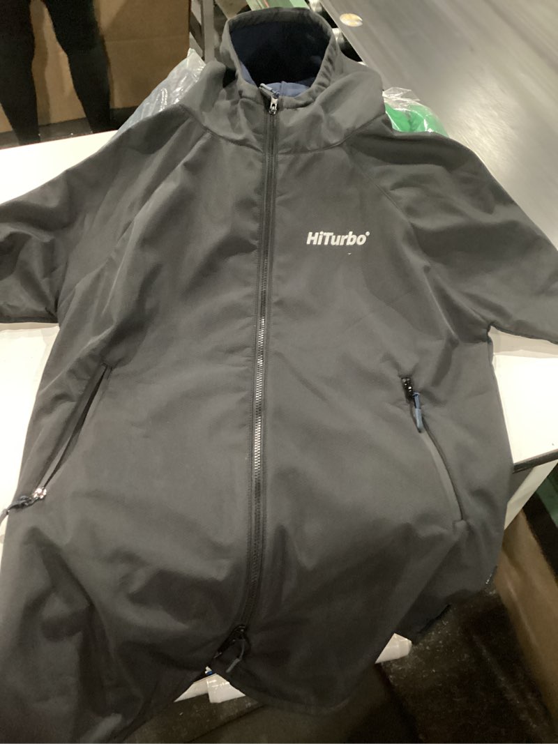 Condition photo showing Good Condition for Hiturbo Kids Waterproof Swim Parka: Windproof Swimming Coat - Thin Fleece Lining - Oversized Swimmer Jacket Large-X-Large Black