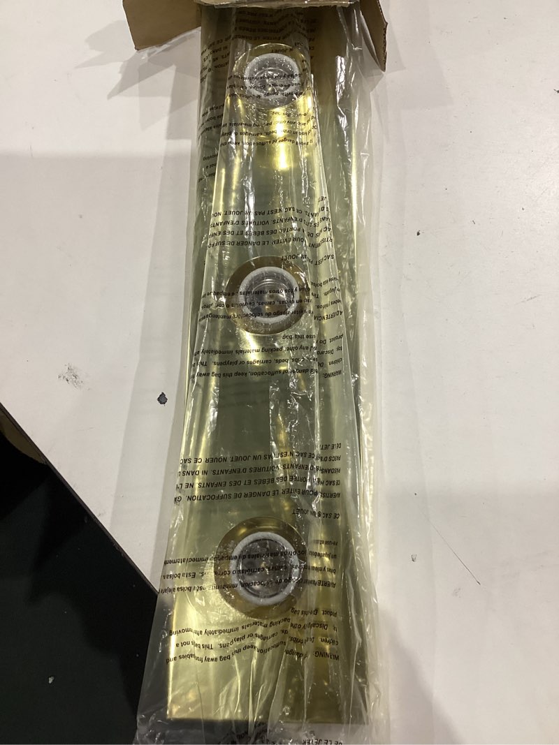 Condition photo showing Good Condition for nuvo lighting sf77/189 transitional four light vanity in brass-polished/cast finish brass-polished/cast 24 in 4 light