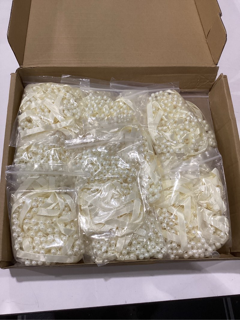 Condition photo showing New/Like New for 20pcs wedding pearl bow chair decor white pearl beads garland chair sashes wedding aisle decorations aisle chair sashes decorations for ceremony coquette party banquet outdoor decor