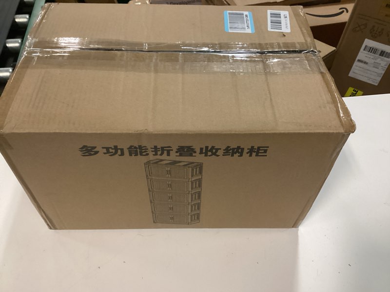 Condition photo showing New/Like New for 28 qt plastic storage bins with lid, collapsible closet organizer and drawers, stackable storage containers with wheels, 5pack 36gal - 5pack