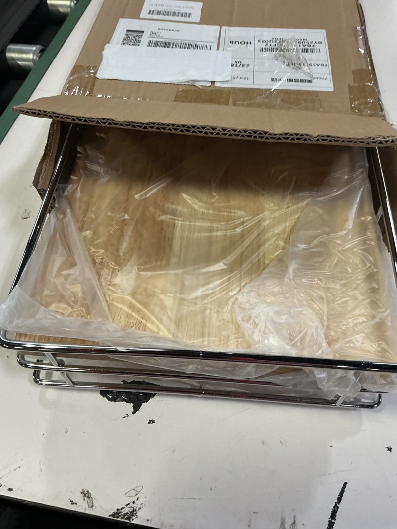 Condition photo showing Good Condition for sikarou pull out cabinet organizer,heavy-duty slide out shelf, wood and wire basket, pull out drawer for for kitchen under sink space, pantry, bathroom (11 * 21 wm) 1-tie 11*21 wm