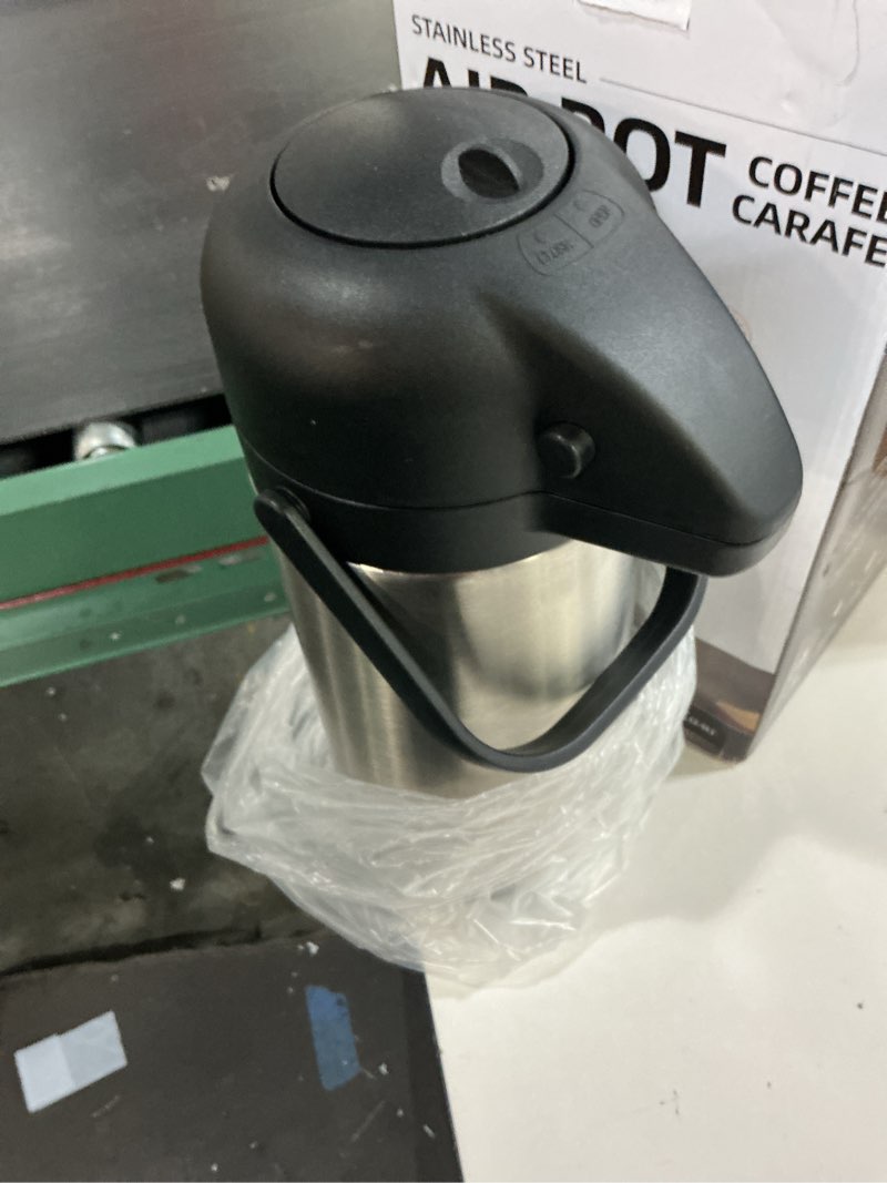 Condition photo showing As Is for airpot coffee dispenser thermal with pump,2.5l/85 oz insulated stainless steel large airpot coffee carafe lever action for hot/cold water,thermal carafes for hot cocoa for parties lever pump 84.5 ounces