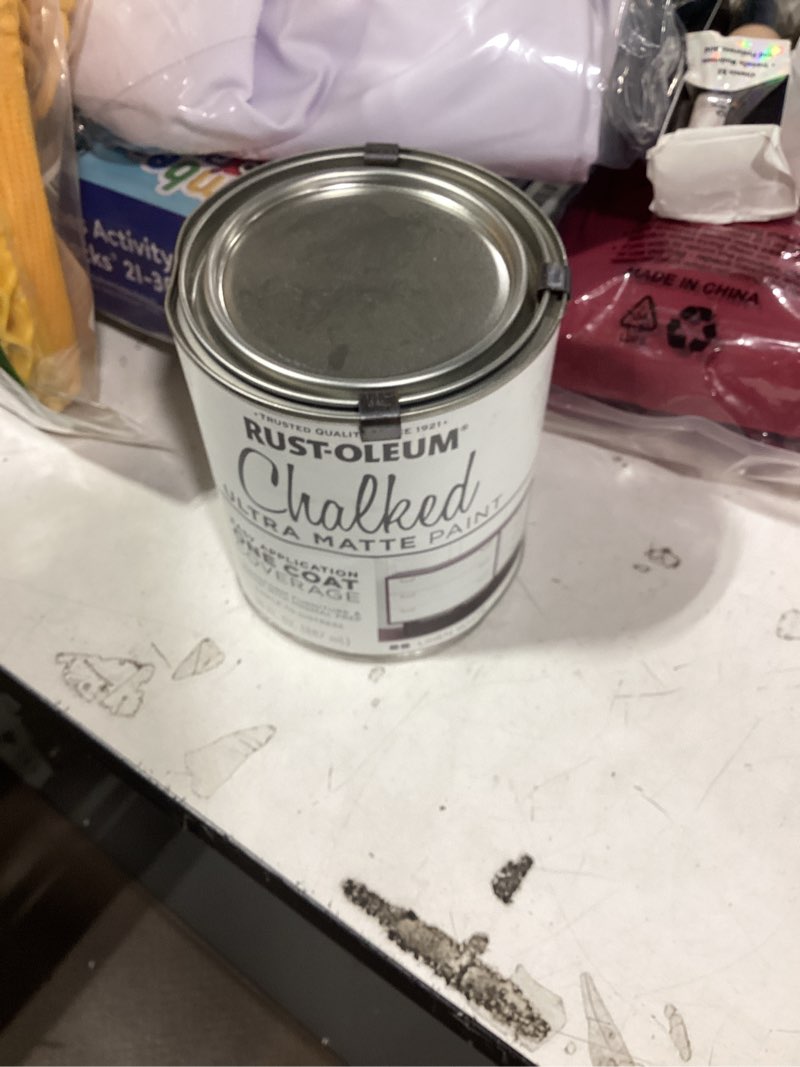 Condition photo showing As Is for rust-oleum linen white chalked all-in-one ultra matte paint | one coat coverage | no primer, sanding, or topcoat needed | easy clean up | made in usa | 30 oz linen white 30 ounce brush (pack of 1)