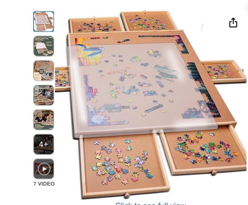 PlayVibe 1500 Piece Puzzle Board with Drawers and Cover - Jigsaw Solve Station - Portable Puzzle Table with Drawers, Tray & Accessories - Raised Edges to Prevent Slipping