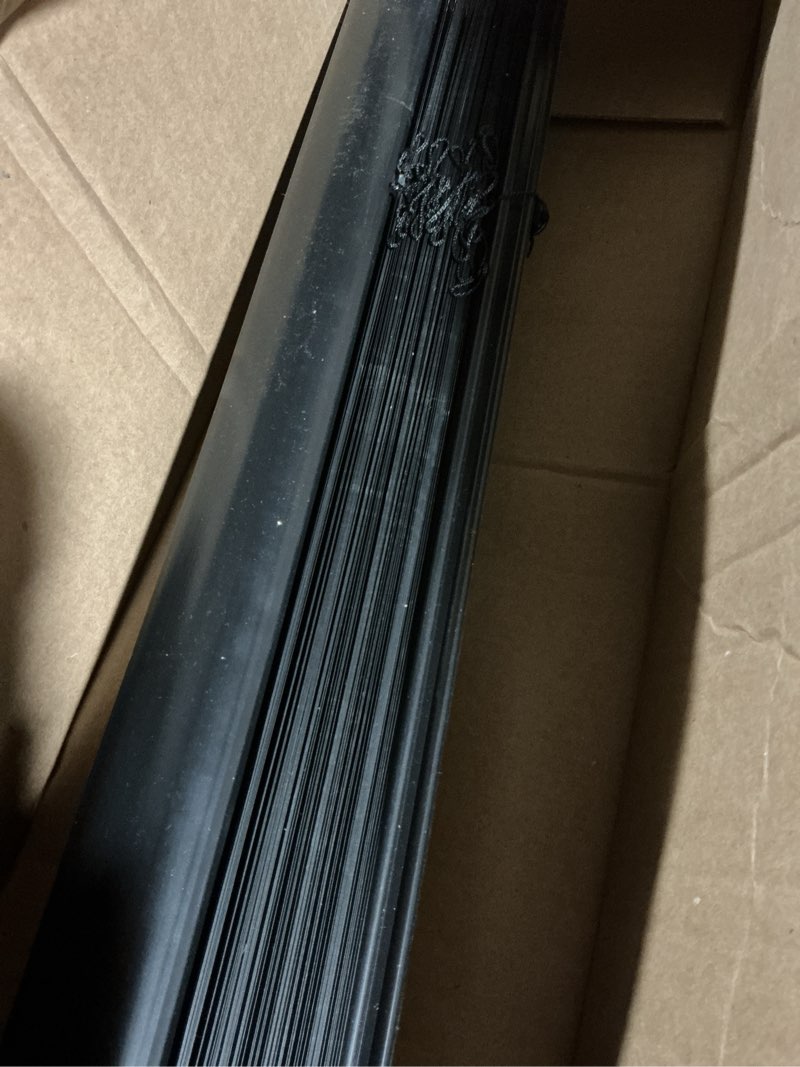 Condition photo showing As Is for Cordless Blackout Roller Shades Blinds for Windows Free-Stop,Pull Down Room Darkening with Valance,Thermal Insulated Woven Fabric Window Door Blinds for Home,Office,Black