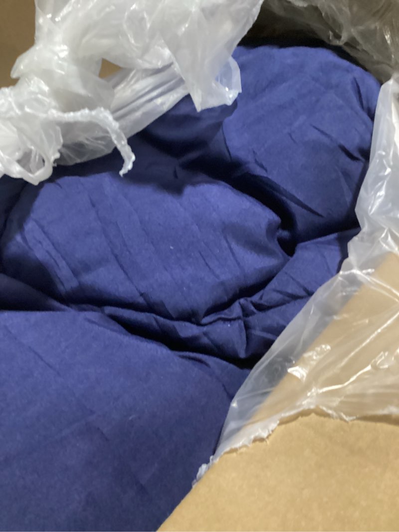 Condition photo showing As Is for HEVUMYI Navy Blue Queen Comforter Set - 7-Piece All Season Bed in a Bag Queen, Ultra Soft Bedding Set with Comforter, Flat Sheet, Fitted Sheet, Pillowcases, Pillow Shams, Navy Blue Navy Queen