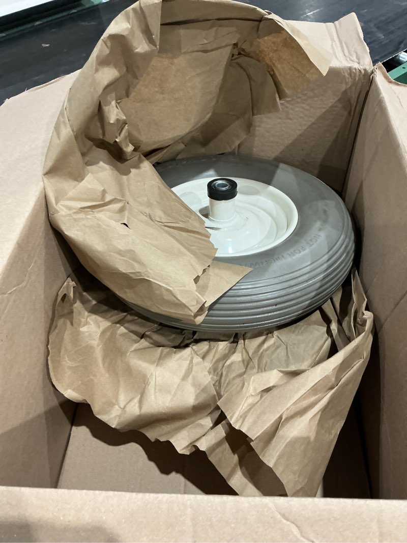 Condition photo showing As Is for rocky mountain goods flat free wheelbarrow wheel 16" - 500 lbs. load rating - for 6 & 8 cubic ft. wheelbarrows including jackson, true temper, ames, ace - 5/8" axle