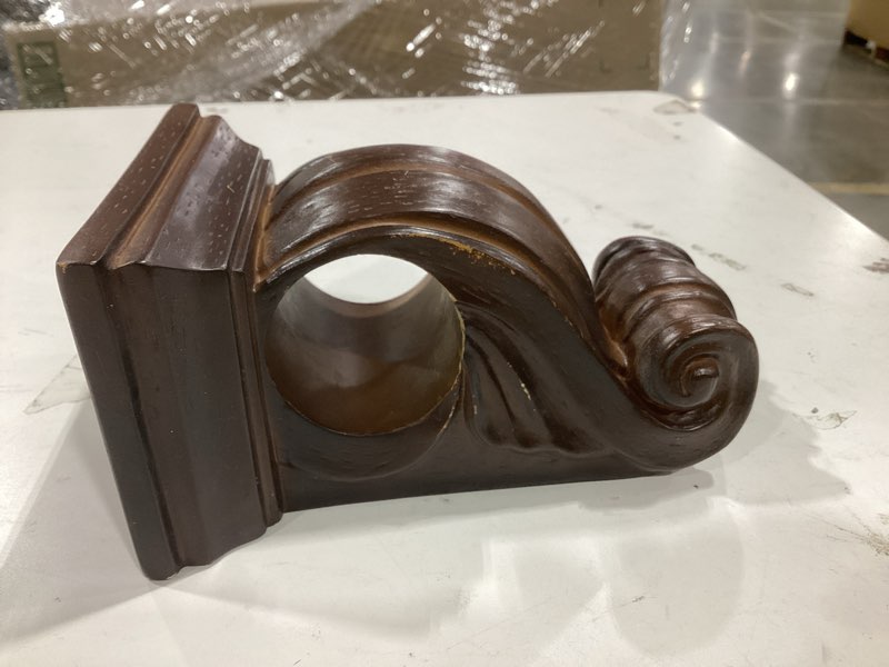 Condition photo showing Good Condition for yalikop 2 pcs resin drapery sconce corbel bracket curtain rod bracket drapery scarf swags for window decoration curtain supports for living room, bedroom(brown)