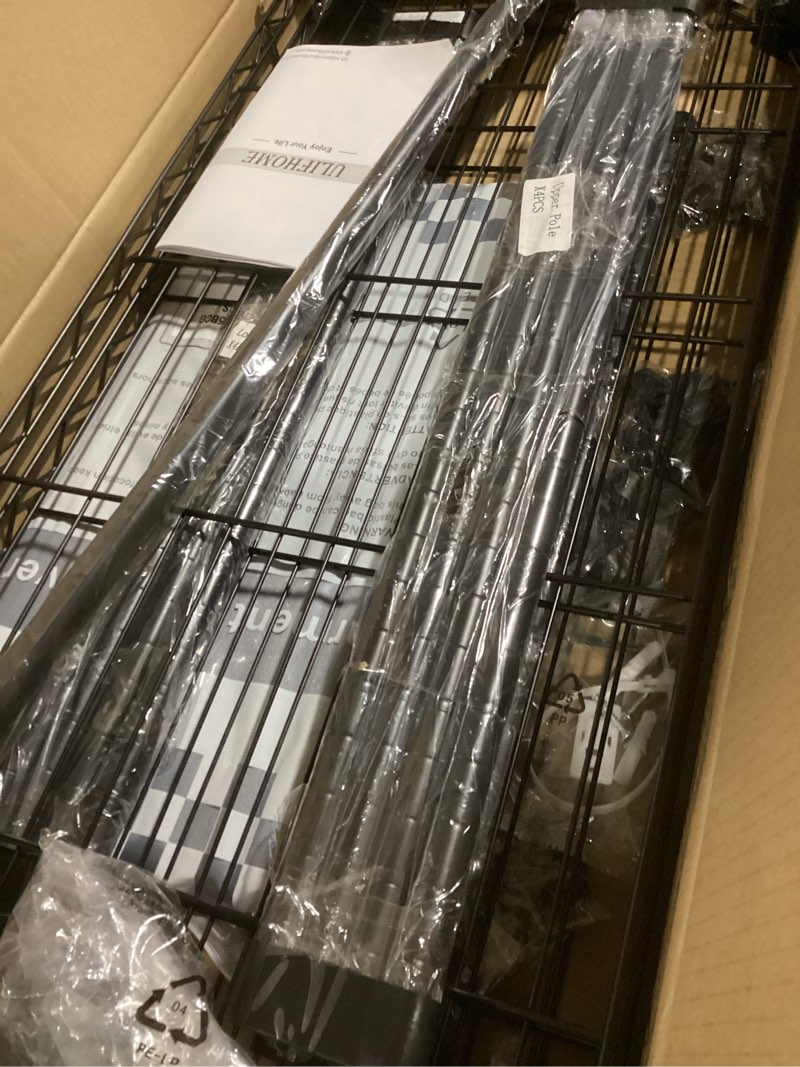 Condition photo showing New/Like New for P6C Rolling Clothes Rack with Cover, Covered Clothing Racks Heavy Duty, Portable Closet for Hanging Clothes, Garment Racks on Wheels, Black Closet Rack with Gray Cover, Max Load 365LBS Black Rack with Gray Cover P6C