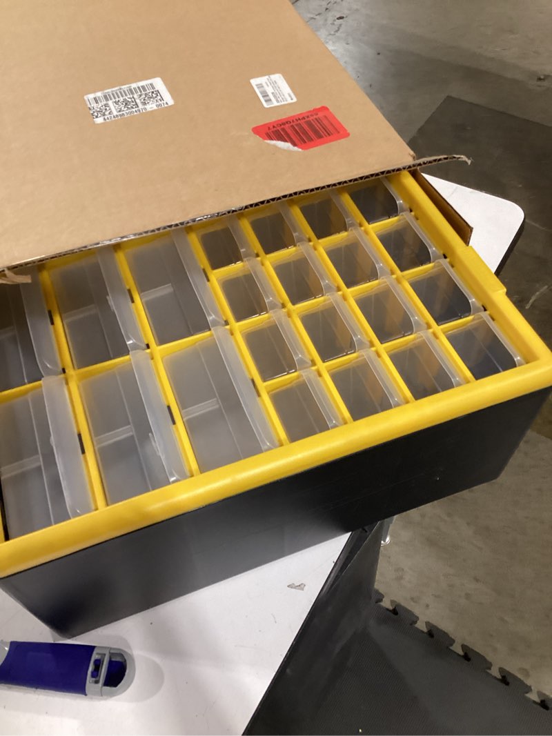 Condition photo showing Good Condition for akro-mils 44-drawer plastic storage cabinet, 20"w x 6"d x 16"h, yellow | plastic cabinet w/ drawers for garage organization, beads, building bricks storage, teacher toolbox, makeup organizer, 10144 yellow 44 drawer 1 pack
