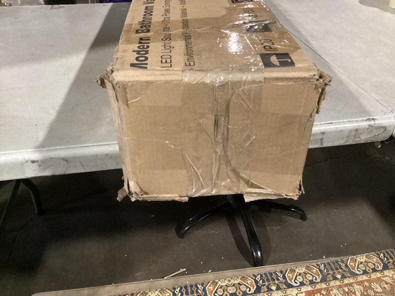 Condition photo showing Good Condition for sinerise led modern bathroom vanity light fixtures (6-light, 48-inch, dimmable), matte black modern acrylic bathroom wall lighting fixtures over mirror (cool white 6000k) 6-light, 48-inch matte black- dimmable